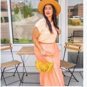 A New Day coral Prarie skirt with pockets